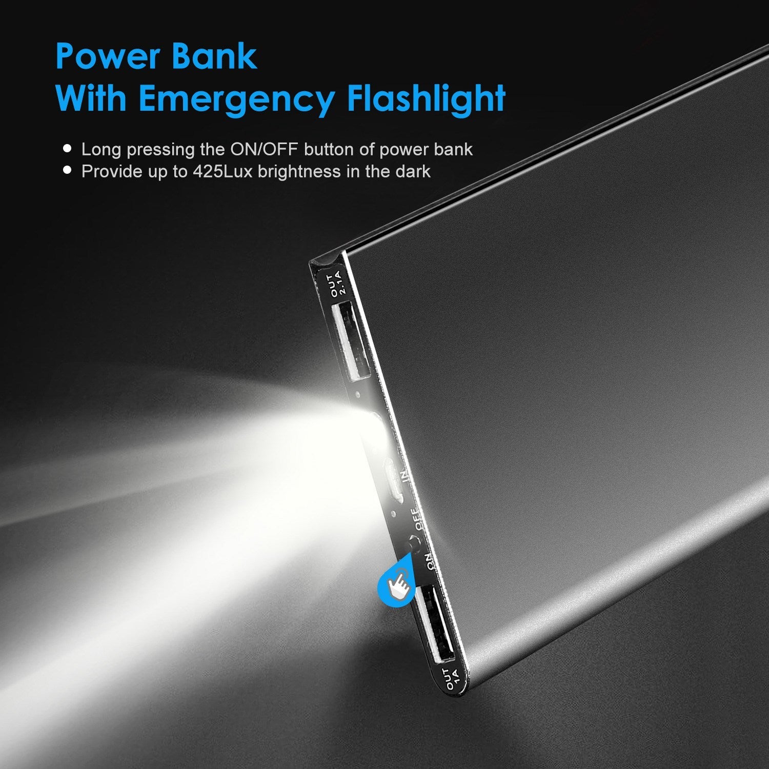 Power Bank Ultra-thin External Battery Pack Phone Charger Dual USB Port