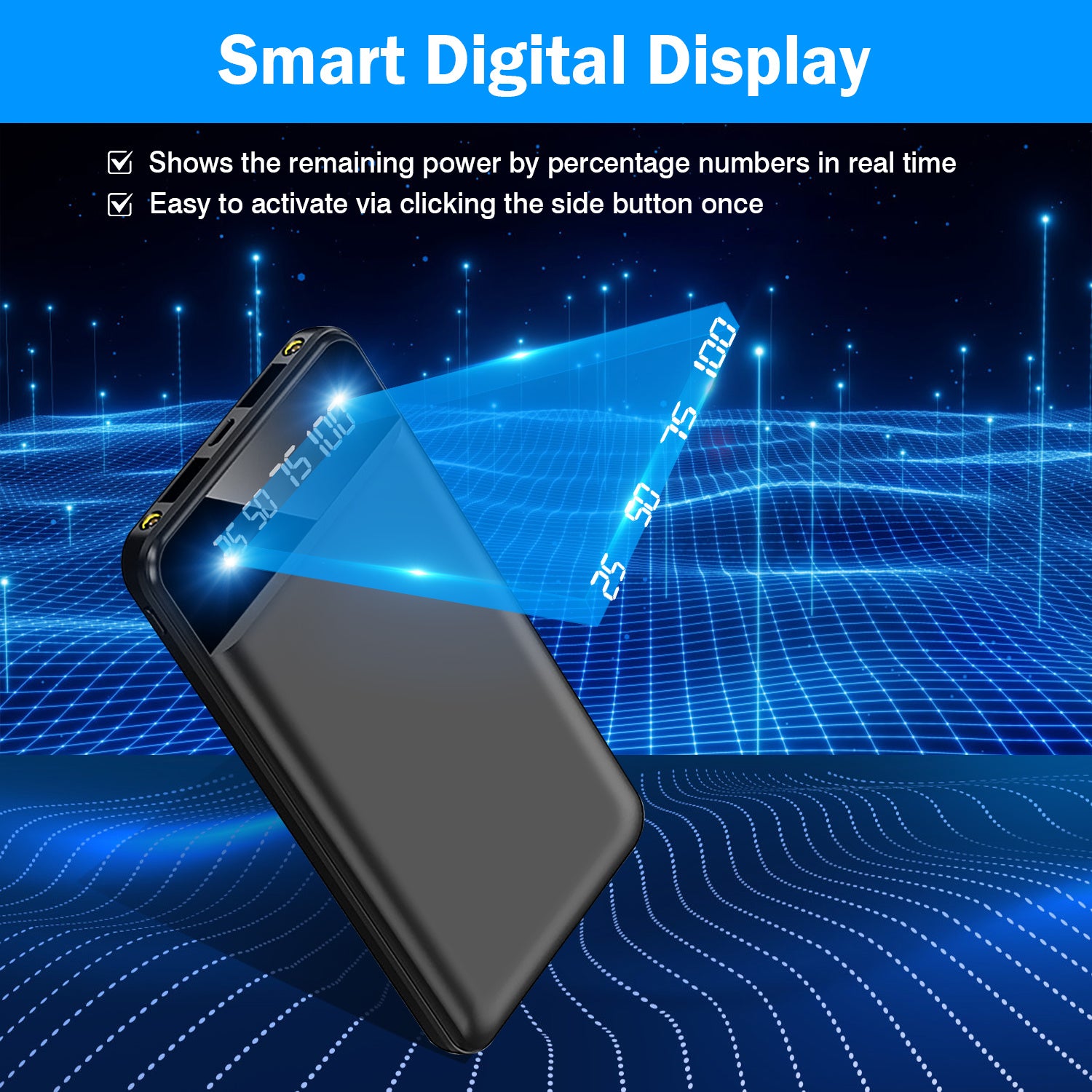 Power Bank Portable Ultra Slim Charger External Battery Pack With 2 USB Output Ports Charging Cable LED Flashlight Compatible With IOSPhone 15 And More