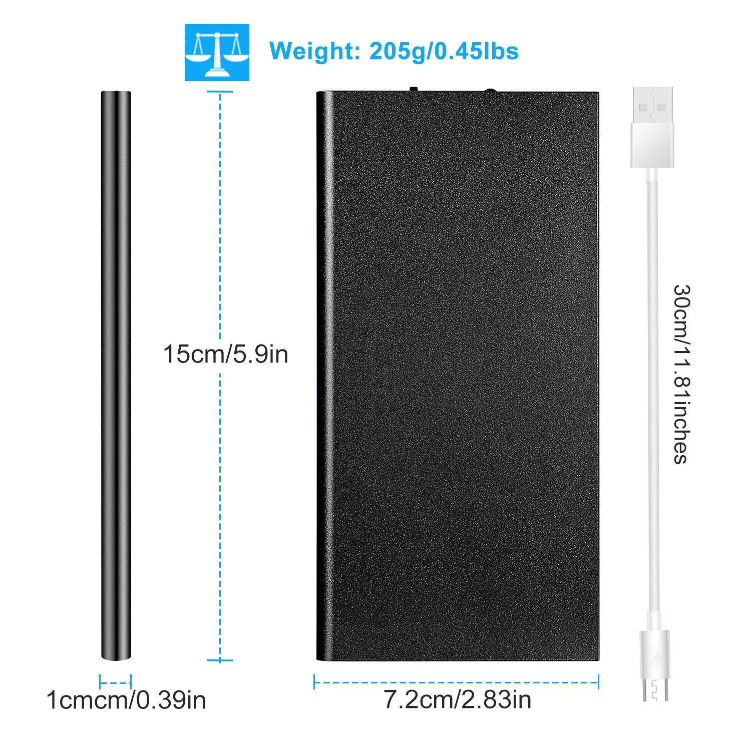 Power Bank Ultra-thin External Battery Pack Phone Charger Dual USB Port