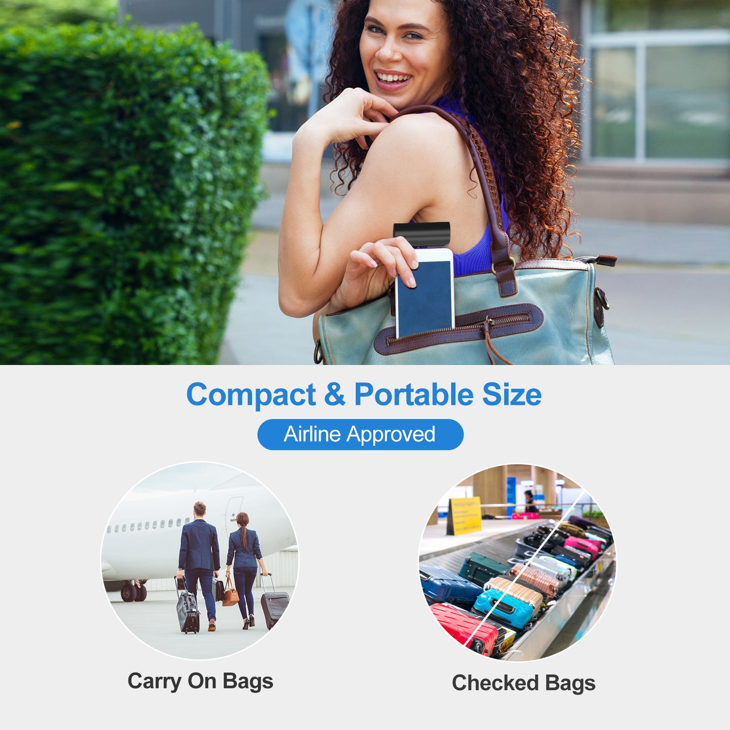 Portable Phone Charger Built-in Type-C IOS Cable Dual Output Power Bank Compact Size Compatible With IOS Phone