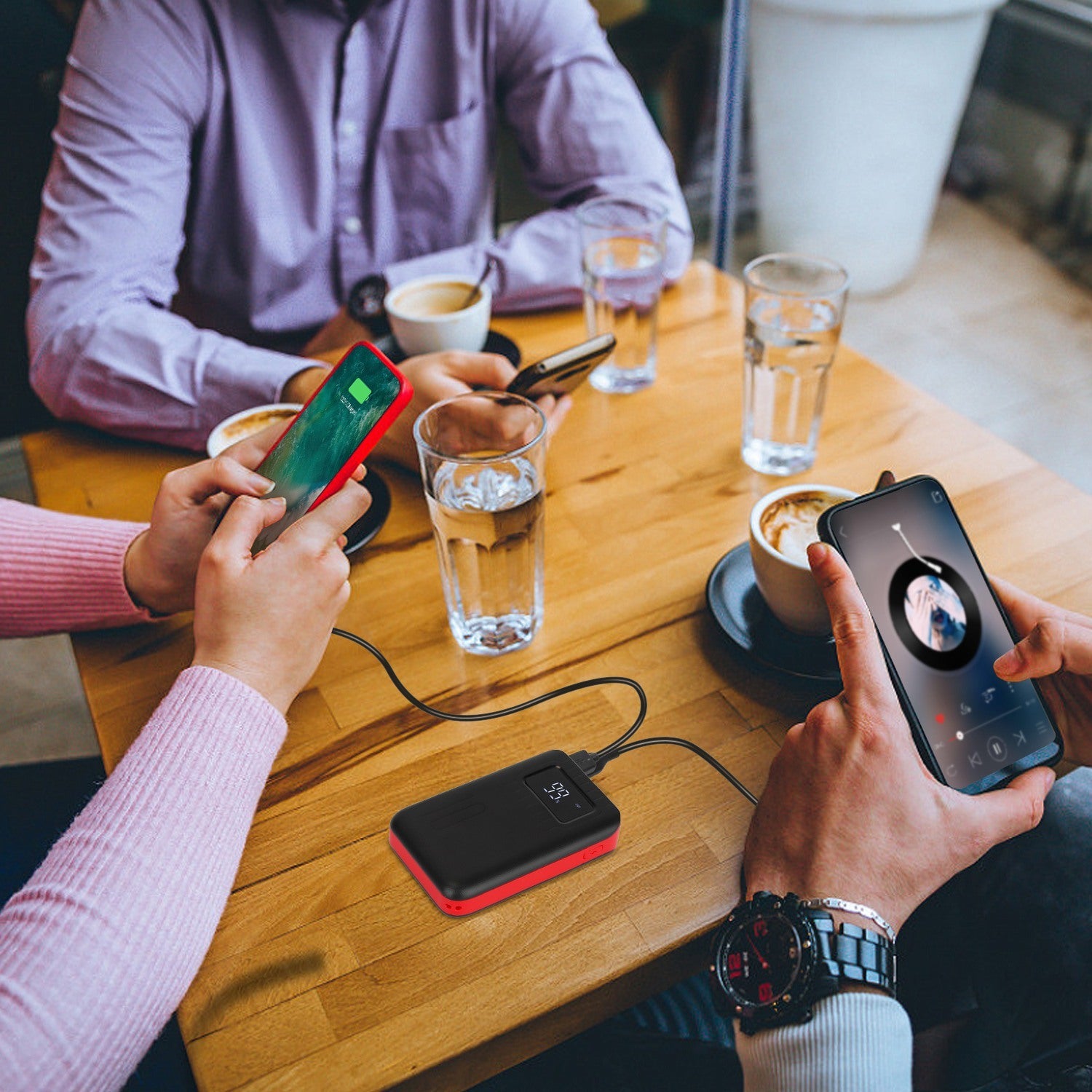 Portable Power Bank External Battery Pack Charger Dual USB Charge Interface With LCD Display Flashlight Type C Micro USB Lightning Input