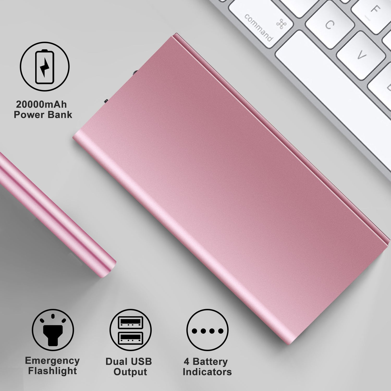 Power Bank Ultra-thin External Battery Pack Phone Charger Dual USB Port