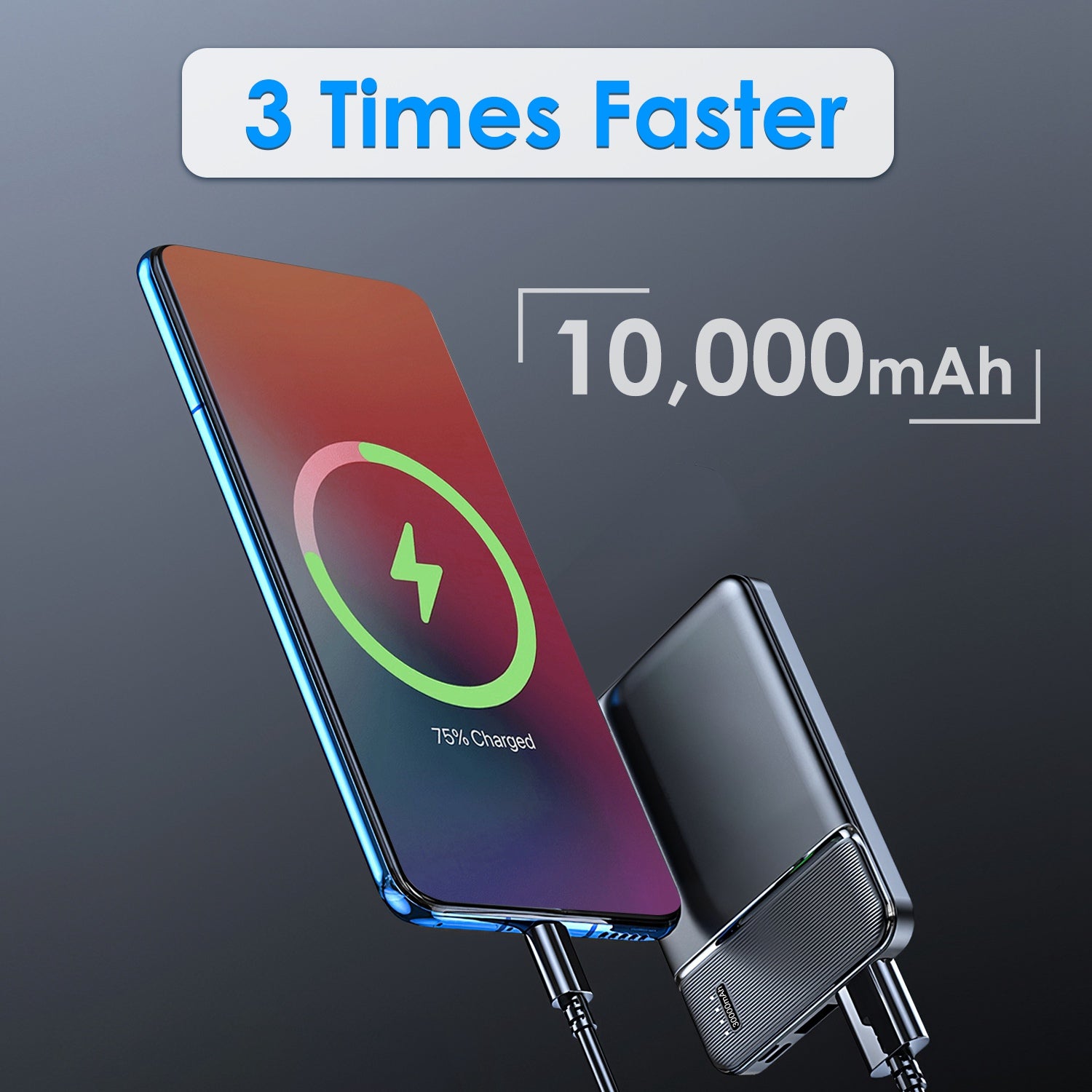 Fast Charging Power Bank With 1 USB Cable Fit For IOS Phone 15 14 13