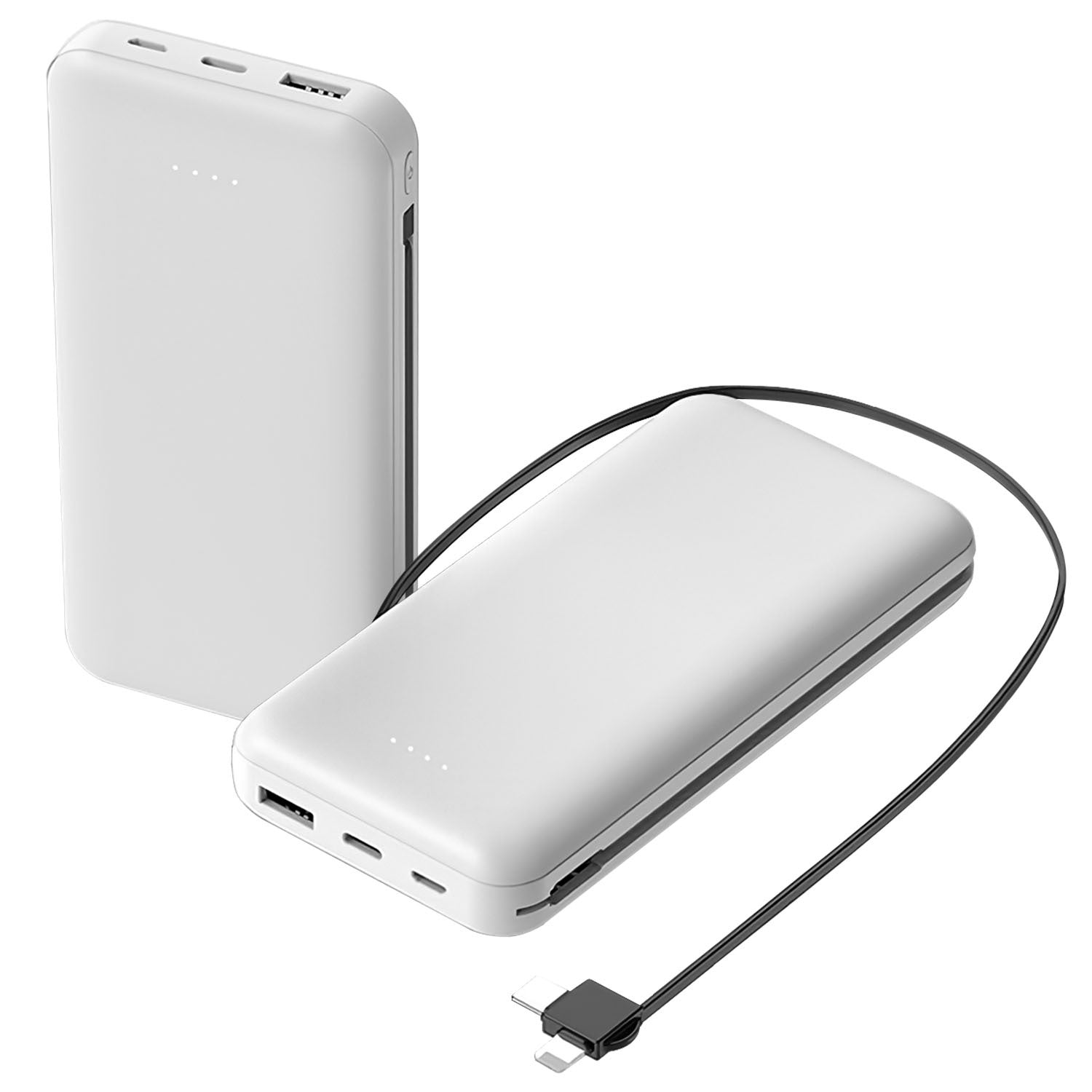 Power Bank Portable Phone Charger External Battery Pack With LT And Type C Double Ended Cable Type C USB Cable Fit For IOSPhone 14 Android And More