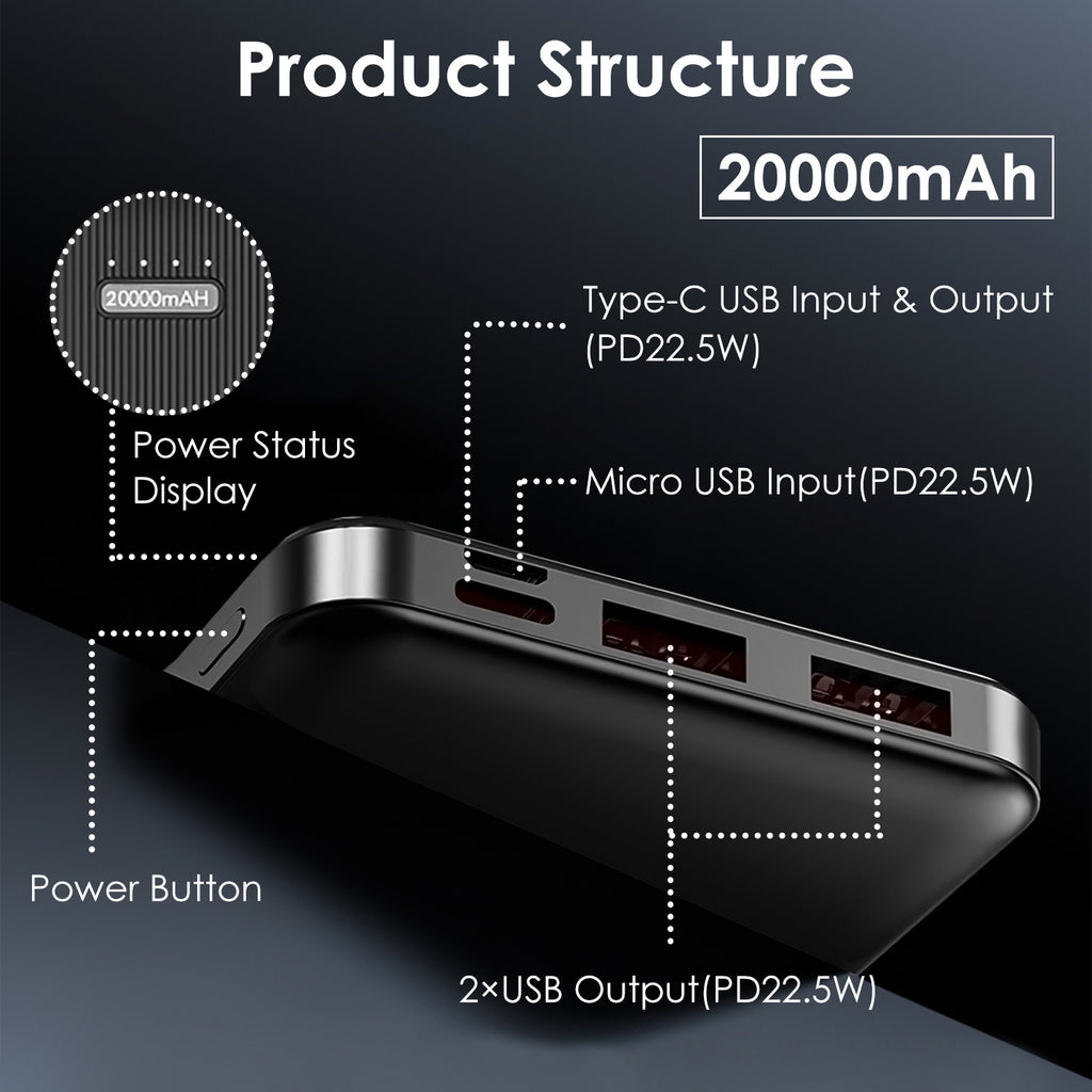 Fast Charging Power Bank With 1 USB Cable Fit For IOS Phone 15 14 13